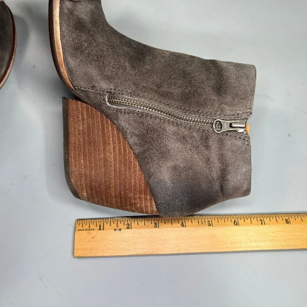 Kork-Ease Natalya Ankle Booties Women's 8 Taupe Suede Leather Wedge Ankle‎ Boots